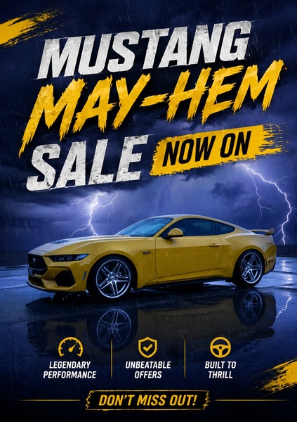sports car, performance coupe, muscle car, passenger car, two door coupe, holiday sale, brand awareness, lifestyle, energetic, bold, yellow, blue